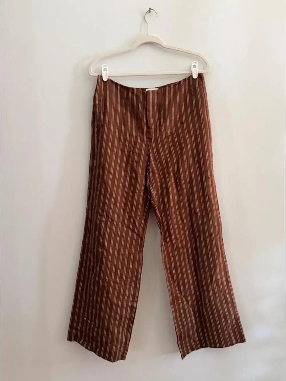 Reformation Vida Linen Low Rise Pants in Boardwalk Stripe